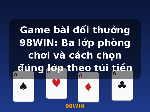 Game bài đổi thưởng 98WIN: Ba lớp phòng chơi và cách chọn đúng lớp theo túi tiền - 98WIN