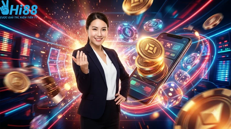 Hình ảnh minh họa luật chơi Tài Xỉu cơ bản với ba viên xúc xắc và cửa cược.