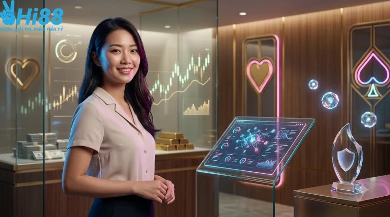 Hình ảnh minh họa về khái niệm trò chơi bài cổ điển, với hai lá bài được chiếu sáng trên bề mặt phản chiếu.