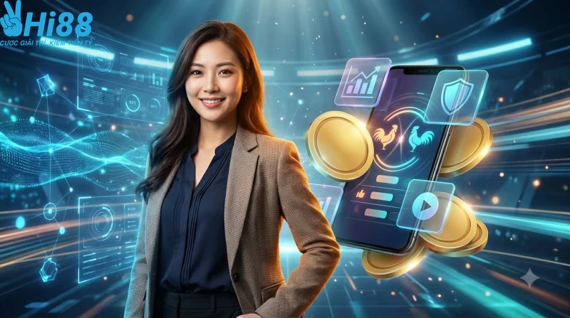 Minh họa quy trình đặt cược đá gà online tại HI88 thông qua giao diện số hiện đại