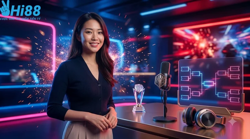 Tổng quan sảnh Live Casino với nhiều bàn chơi và thiết bị phát sóng trực tiếp